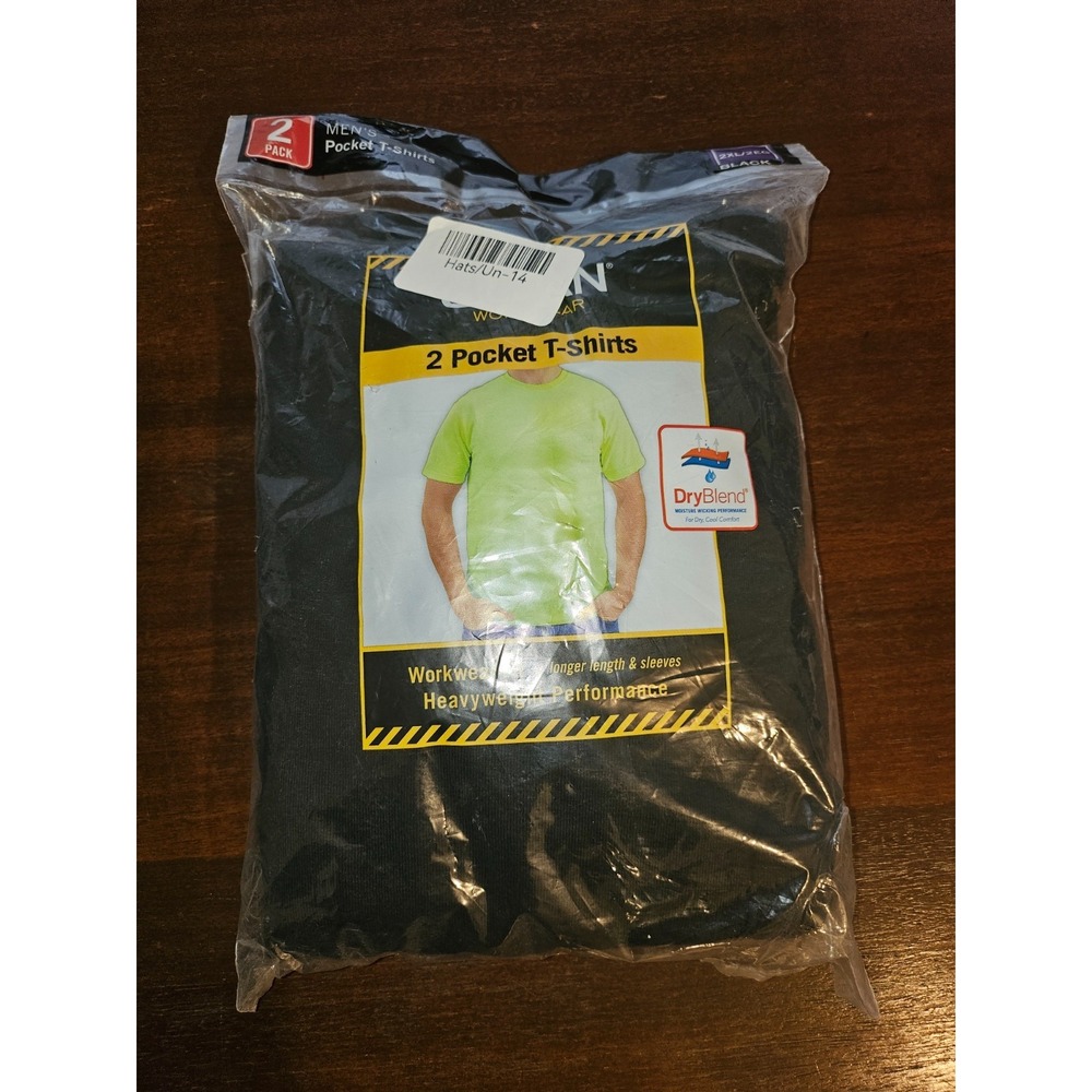 Gildan Men's 2-Pack Workwear Pocket‎ T-Shirt, Black, 2 XL New